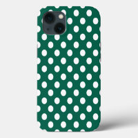 White polka dots on sage green Case-Mate iPhone ca