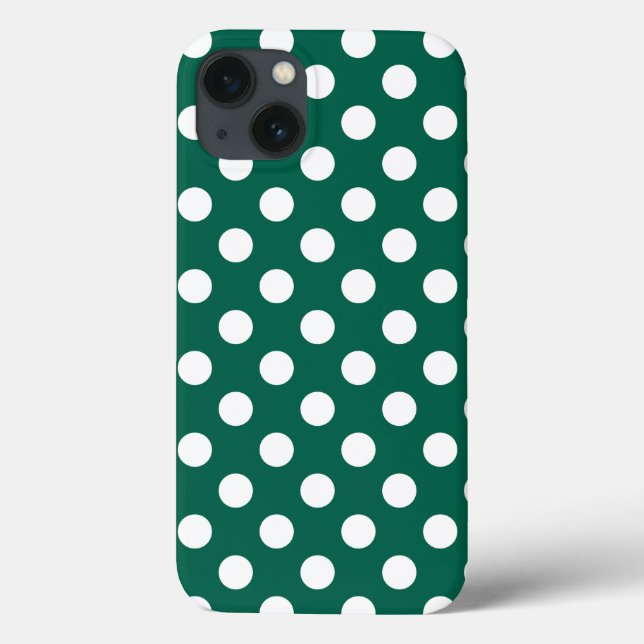 White polka dots on sage green Case-Mate iPhone ca Case-Mate iPhone Case (Back)