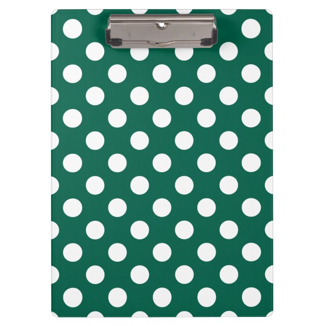 White polka dots on sage green clipboard (Front)