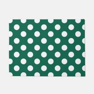 White polka dots on sage green doormat