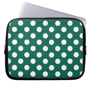White polka dots on sage green laptop sleeve