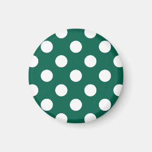 White polka dots on sage green magnet