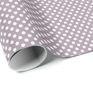 White Polka Dots on Sea Fog Purple Wrapping Paper