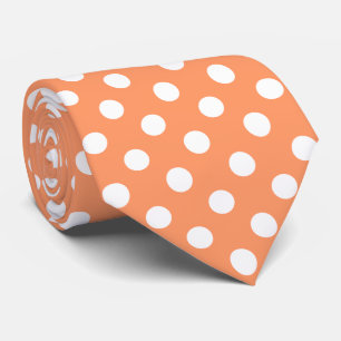 White Polka Dots on Tangerine Orange Tie