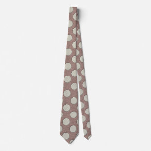White Polka Dots on Taupe Leather Print Tie