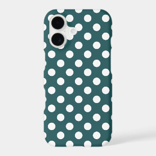 White polka dots on teal