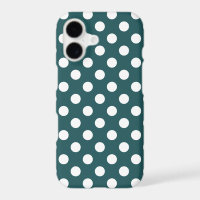 White polka dots on teal