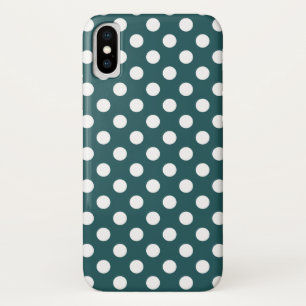 White polka dots on teal iPhone x case