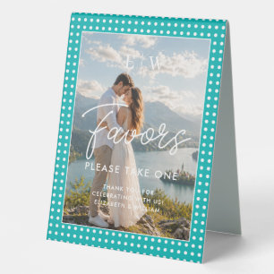 White Polka Dots on Teal – Personalised Wedding