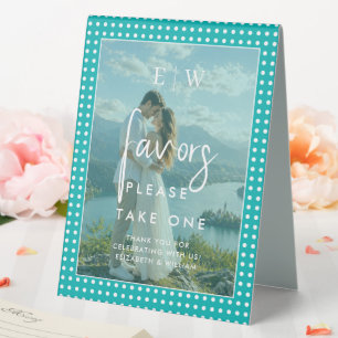 White Polka Dots on Teal – Personalised Wedding