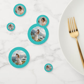 White Polka Dots on Teal – Personalised Wedding Confetti