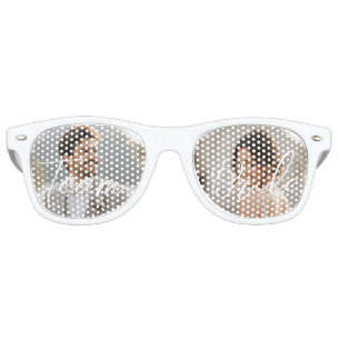 White Polka Dots on Teal – Personalised Wedding Retro Sunglasses