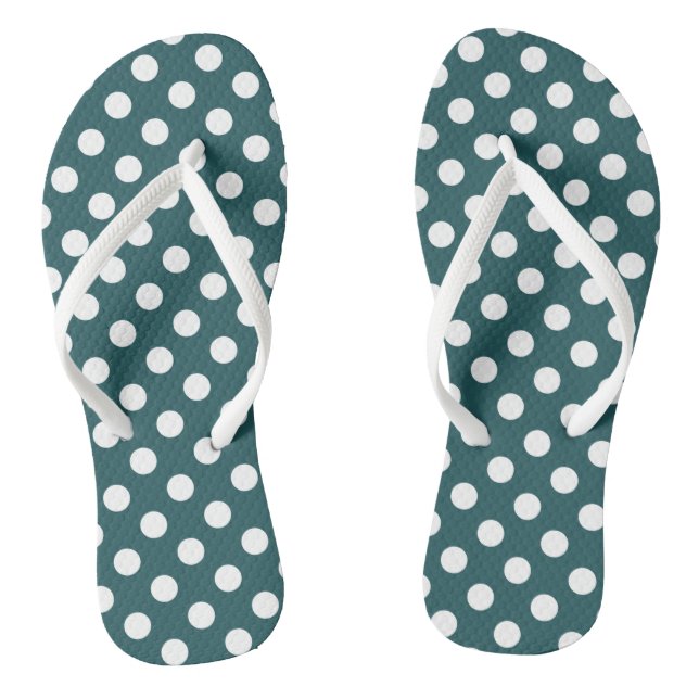 White polka dots on teal thongs (Footbed)