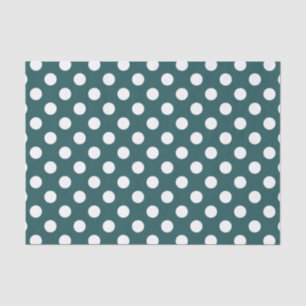 White polka dots on teal tissue paper