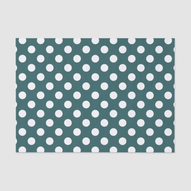 White polka dots on teal tissue paper (Front)