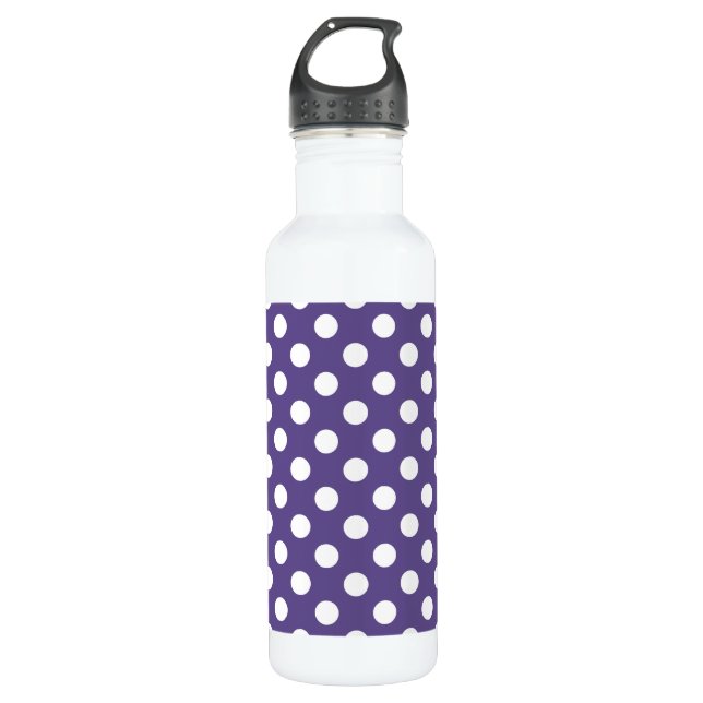 White polka dots on ultra violet 710 ml water bottle (Front)