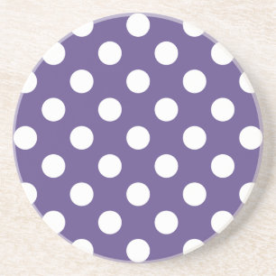 White polka dots on ultra violet coaster