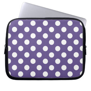 White polka dots on ultra violet laptop sleeve