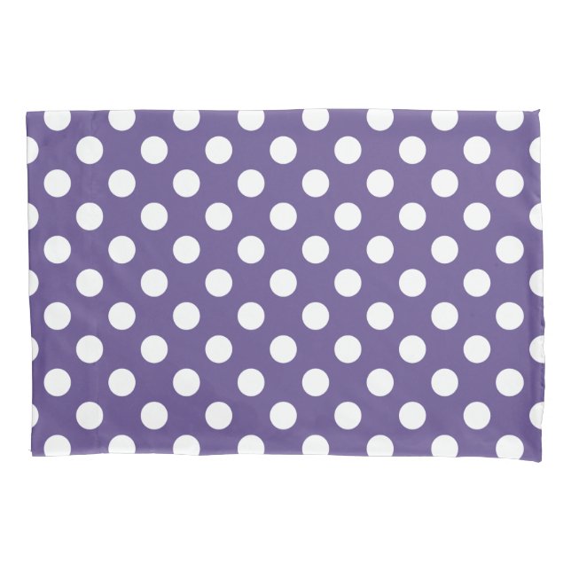White polka dots on ultra violet pillowcase (Front)