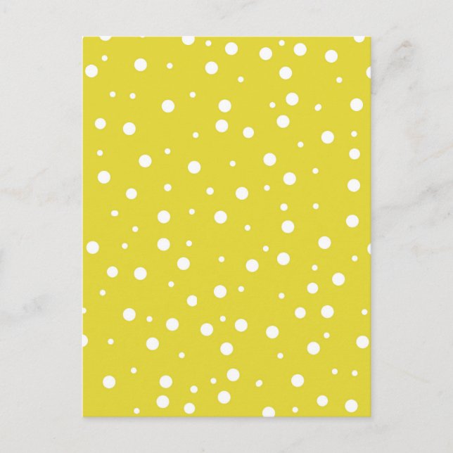 White Polka Dots on Yellow Postcard (Front)