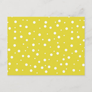 White Polka Dots on Yellow Postcard