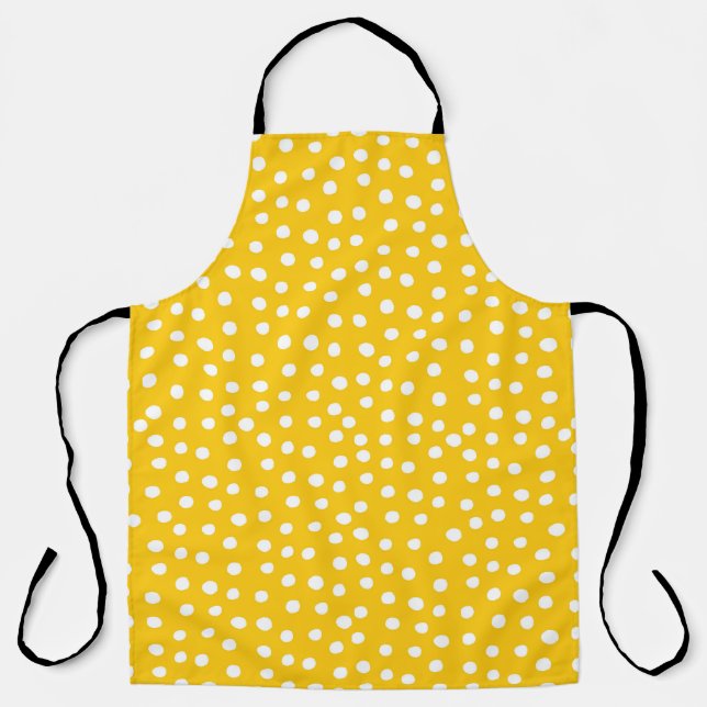 White polka dots on yellow seamless pattern apron (Front)