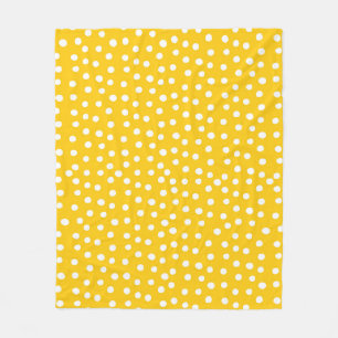 White polka dots on yellow seamless pattern fleece blanket