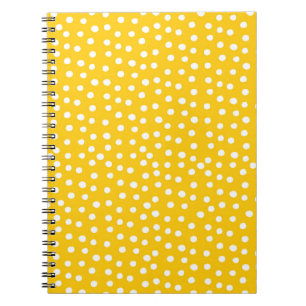 White polka dots on yellow seamless pattern notebook