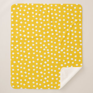 White polka dots on yellow seamless pattern sherpa blanket