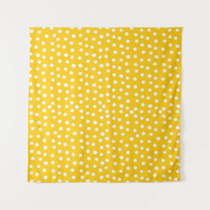 White polka dots on yellow seamless pattern tapestry