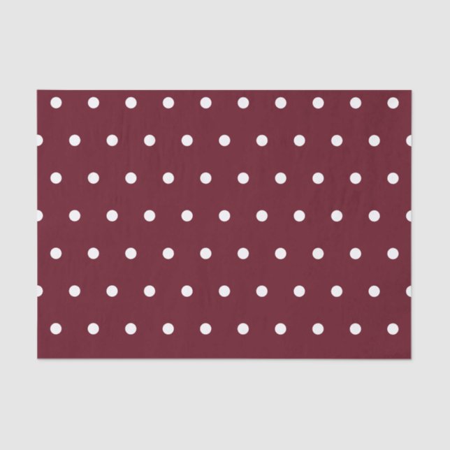 White Polka Dots Pattern on Autumn Burgundy Tissue Paper (Front)