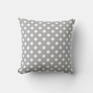 White Polka Dots Pattern on Grey Background Cushion