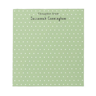 White Polka Dots Pattern On Pastel Green Custom Notepad