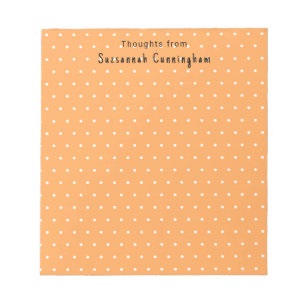 White Polka Dots Pattern On Pastel Orange Custom Notepad