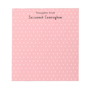 White Polka Dots Pattern On Pastel Pink Custom Notepad