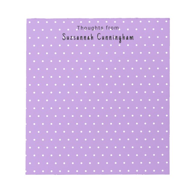 White Polka Dots Pattern On Pastel Purple Custom Notepad (Front)