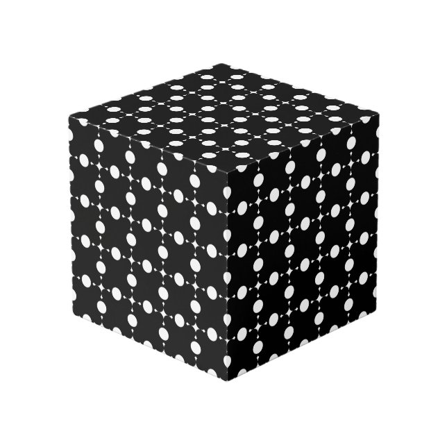 White Polka Dots, Polka Dot Pattern, Dots, Dotted Cube (Front Angled)