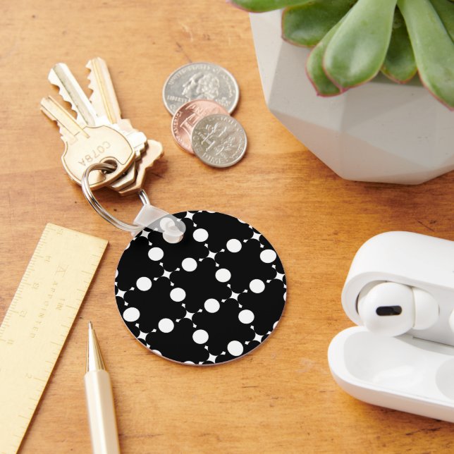 White Polka Dots, Polka Dot Pattern, Dots, Dotted Key Ring (Desk)