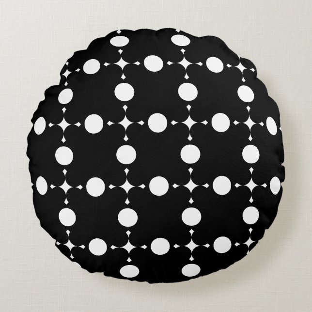 White Polka Dots, Polka Dot Pattern, Dots, Dotted Round Cushion (Front)