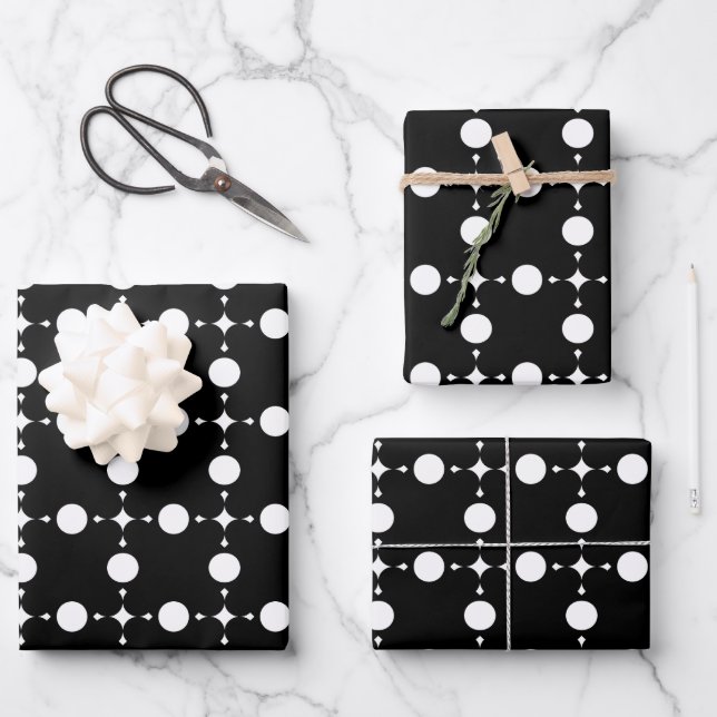 White Polka Dots, Polka Dot Pattern, Dots, Dotted Wrapping Paper Sheet (Front)