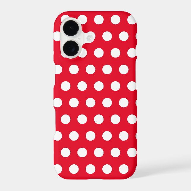 White Polka Dots Red iPhone Case or Choose Colours (Back)