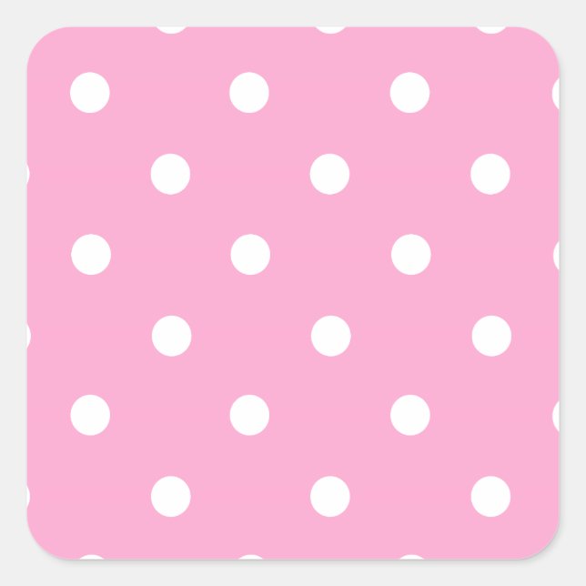 White Polka Dots with Pink Background Square Sticker (Front)