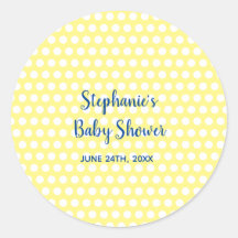 White Polka Dots Yellow Blue Girl Boy Baby Shower