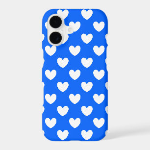 White polka hearts on blue