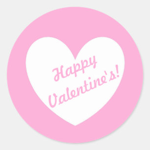 White polka hearts on Cotton Candy Pink Classic Round Sticker