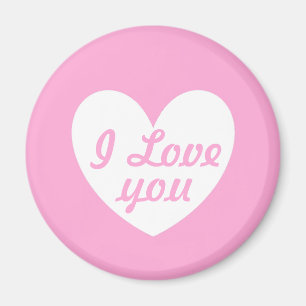 White polka hearts on Cotton Candy Pink Magnet