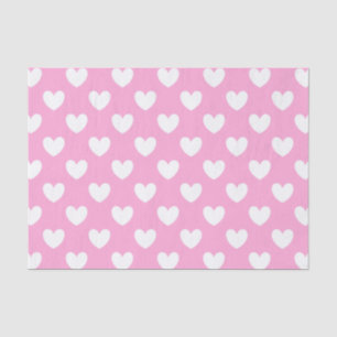 White polka hearts on Cotton Candy Pink Tissue Paper