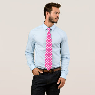White polka hearts on fuchsia pink tie