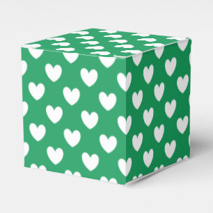 White polka hearts on Kelly green Favour Box