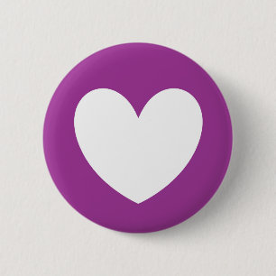 White polka hearts on purple 6 cm round badge